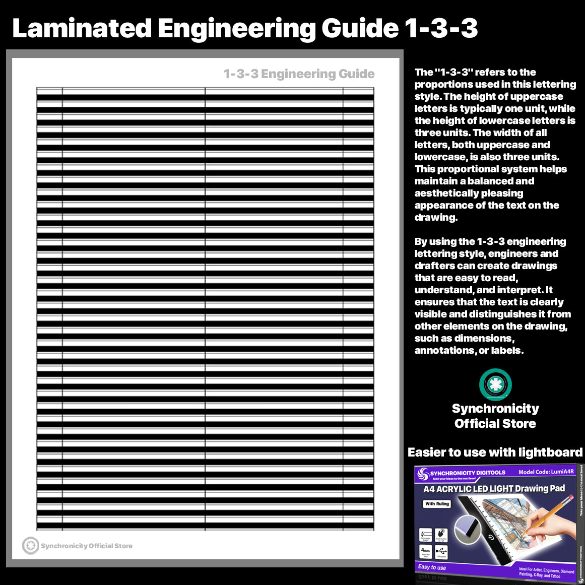 Laminated Engineering Guide 1-3-3 or 2-4-4 Synchronicity Select Lumi Spark Series Engineering Guidelines Engineer Lettering (with Ruler Marked Edge)