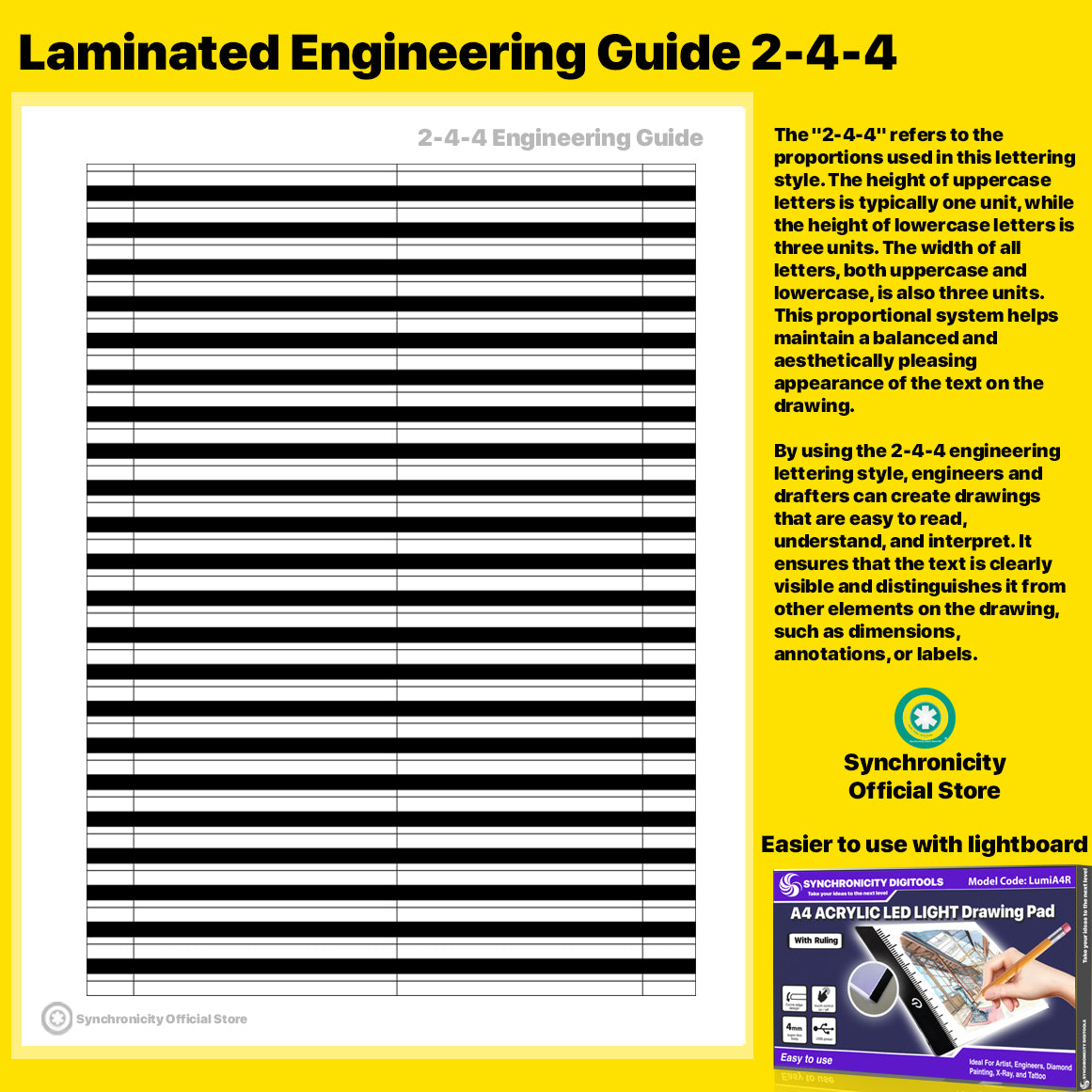 Laminated Engineering Guide 1-3-3 or 2-4-4 Synchronicity Select Lumi Spark Series Engineering Guidelines Engineer Lettering (with Ruler Marked Edge)