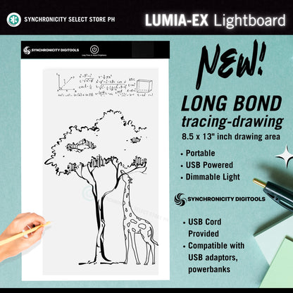 LUMIA-EX Synchronicity Digitools Long Bond Lightboard LED Light Pad Long - Adjustable Brightness 8.5 x 13 Inch Drawing Area (390x235mm Actual Size) - for LongBond Drawing Tracing Plates use LUMIAEX or LUMIA3