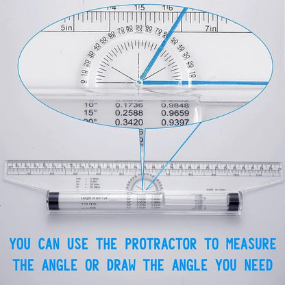 ROLLS120 Rolling Ruler Versatile 12-Inch Measuring and Drafting Tool for Squares Angles Parallel Line Drawing Roller Ruler, Rolling Parallel Ruler