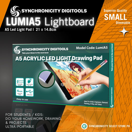 LUMIA5 LIGHTBOARD Synchronicity Digitools A5 LED Light Pad Small Portable for Children / Hobbyist - Letter - A5 Drawings Tracing Plates