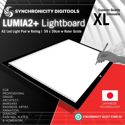 LUMIA2+ Synchronicity Digitools LIGHTBOARD A2 LED Light Pad XL 59x39cm - for Large Drawings Tracing Plates Safely Packed