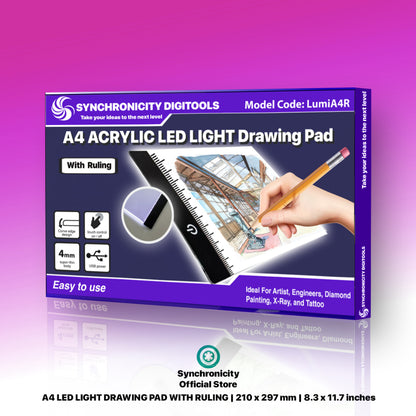 MEDES Set - Synchronicity LED Light Pad & Lettering Guidelines for Engineers & Difficult Courses LED Light Pad - LUMIA4R w Ruling + Guidelines 1-3-3 & 2-4-4 Combo