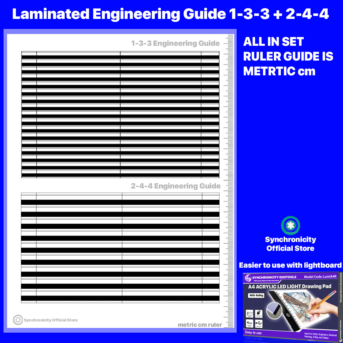 Laminated Engineering Guide 1-3-3 or 2-4-4 Synchronicity Select Lumi Spark Series Engineering Guidelines Engineer Lettering (with Ruler Marked Edge)