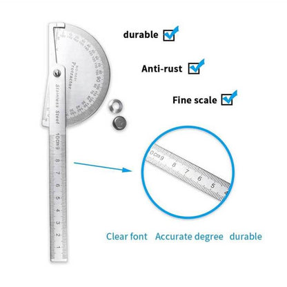 LUMISPARK TXP180 Angle Ruler - Stainless Steel 180 degree Protractor - Angle Finder - Drafting Ruler Tool