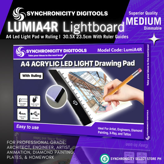 LUMIA4R LIGHTBOARD Synchronicity Digitools A4 LED Light Pad with Rulings for Medium Bond - Letter - A4 Drawings Tracing Plates