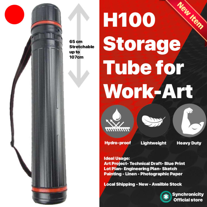 Drawing Tube | Canister Tube H100 Telescopic Architecture Tube | Waterproof Protective Cover | Waterproof Protective Cover for Telescopic Storage | Useful for Technical Drawings, Projects, Lot Plan, Engineering Blue Print, Architectural Drafts