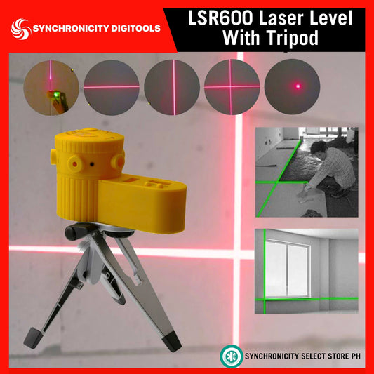 Synchronicity LSR600 Laser Leveler with Tripod Pointer Multifunctional Measuring Tools Cross Vertical Horizontal Line Tool 6 Modes for Tiling, Construction, and Wood Works