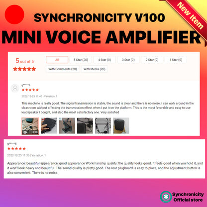 Synchronicity Digitools V100 - Portable Voice Amplifier with Wired Microphone Headset & Waistband | Rechargeable Synchronicity V100 | Supports MP3 Format Audio for Teacher, Taxi Driver, Coaches, Training, Tour Guide | Synchronicity V100